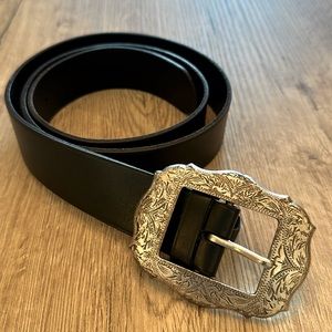 Lauren Ralph Lauren Black Belt with Silver Buckle